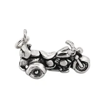 Trike 3-Wheel Motorcycle 3D 925 Solid Sterling Silver Charm Pendant MADE IN USA