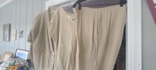 Vintage Amy Jess 3 Piece Set Cardigan, Shirt, Pants Size Large Beige Made In USA