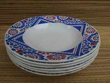 Lot de 6 assiettes creuses, Sarreguemines Tebriz, bleu, french antique plates