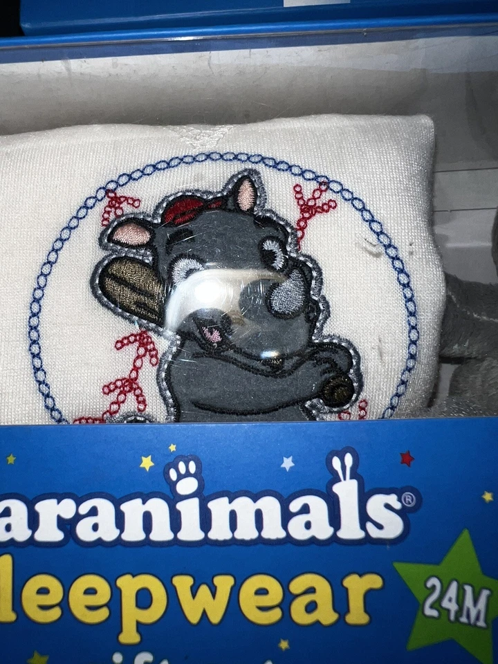 Juego de ropa de dormir Garanimals 2009 béisbol Rhino nuevo en caja talla 24M nuevo en caja Foto 3 de 4