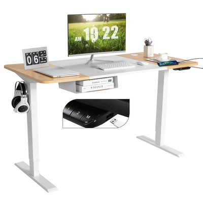 55''x28'' Electric Standing Desk Adjustable Sit to Stand Table w/USB Port Natural