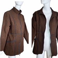 Habitat Sz Medium (m) Modernist Langenlook Full Zip Brown Gray Heathered Jacket