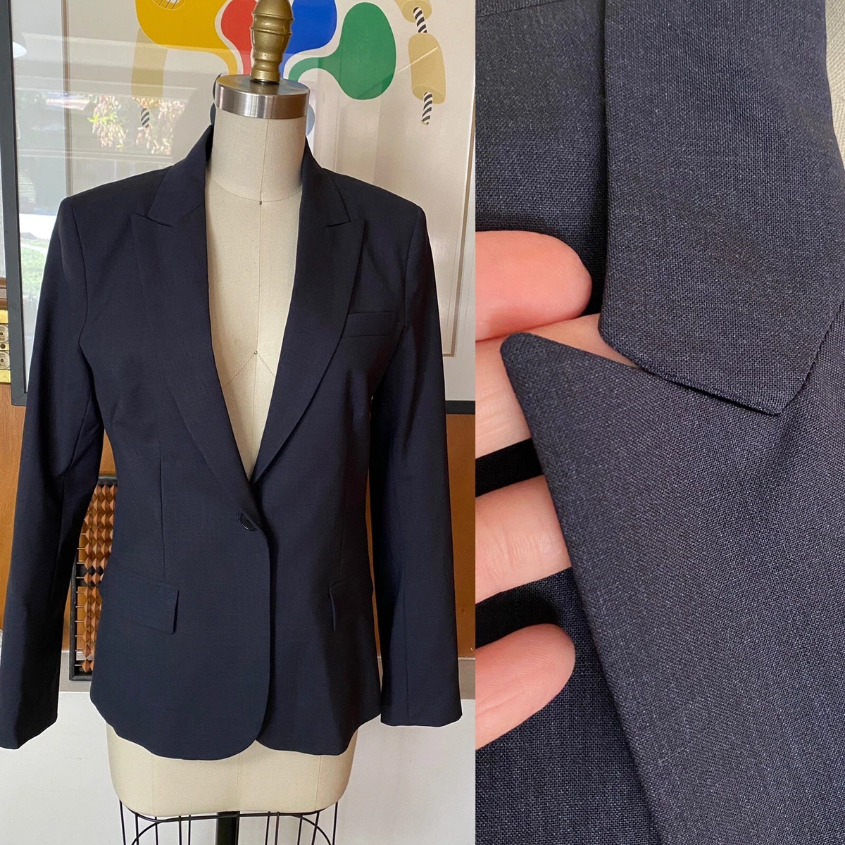 Theory Gabe B Tailor Wool Stretch Blazer Suit Jacket Sz 6 Charcoal