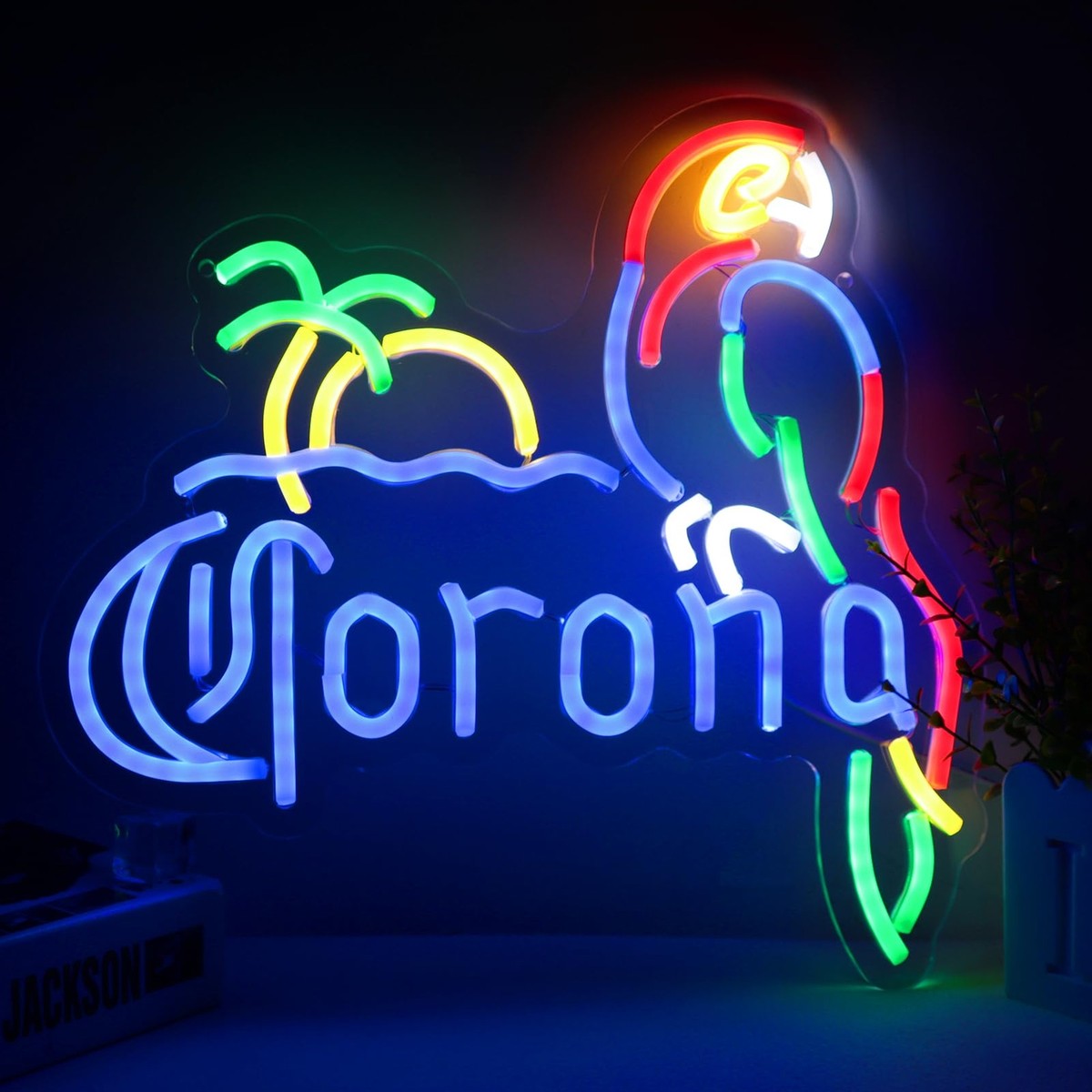 Corona Neon Sign Parrot Neon Lights for Bar Decor, Palm Tree Corona Neon Sign Parrot Neon Lights for Bar Decor, Palm Tree
