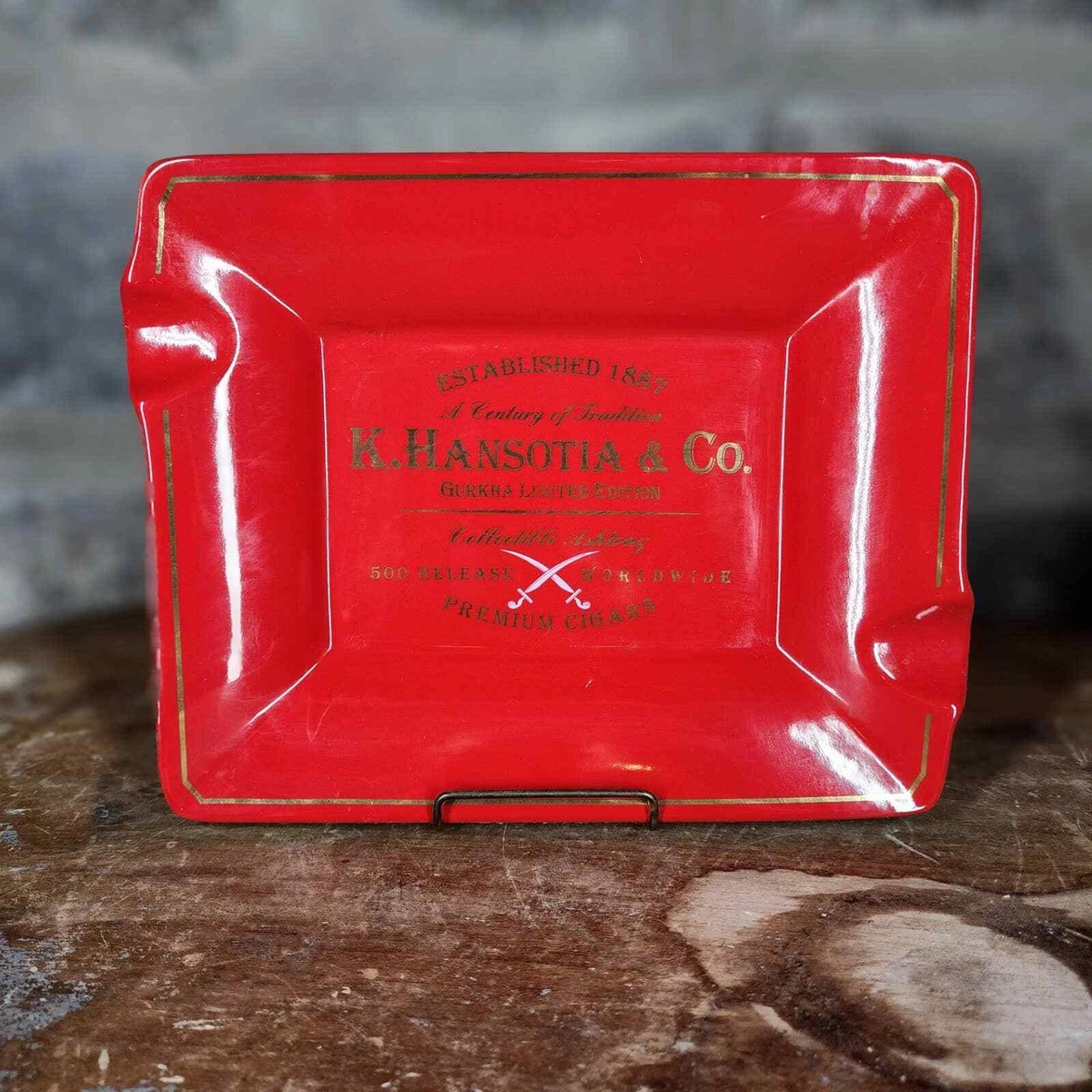K HANSOTIA & CO red porcelain GURKHA CIGAR ASHTRAY w/gold detail | eBay