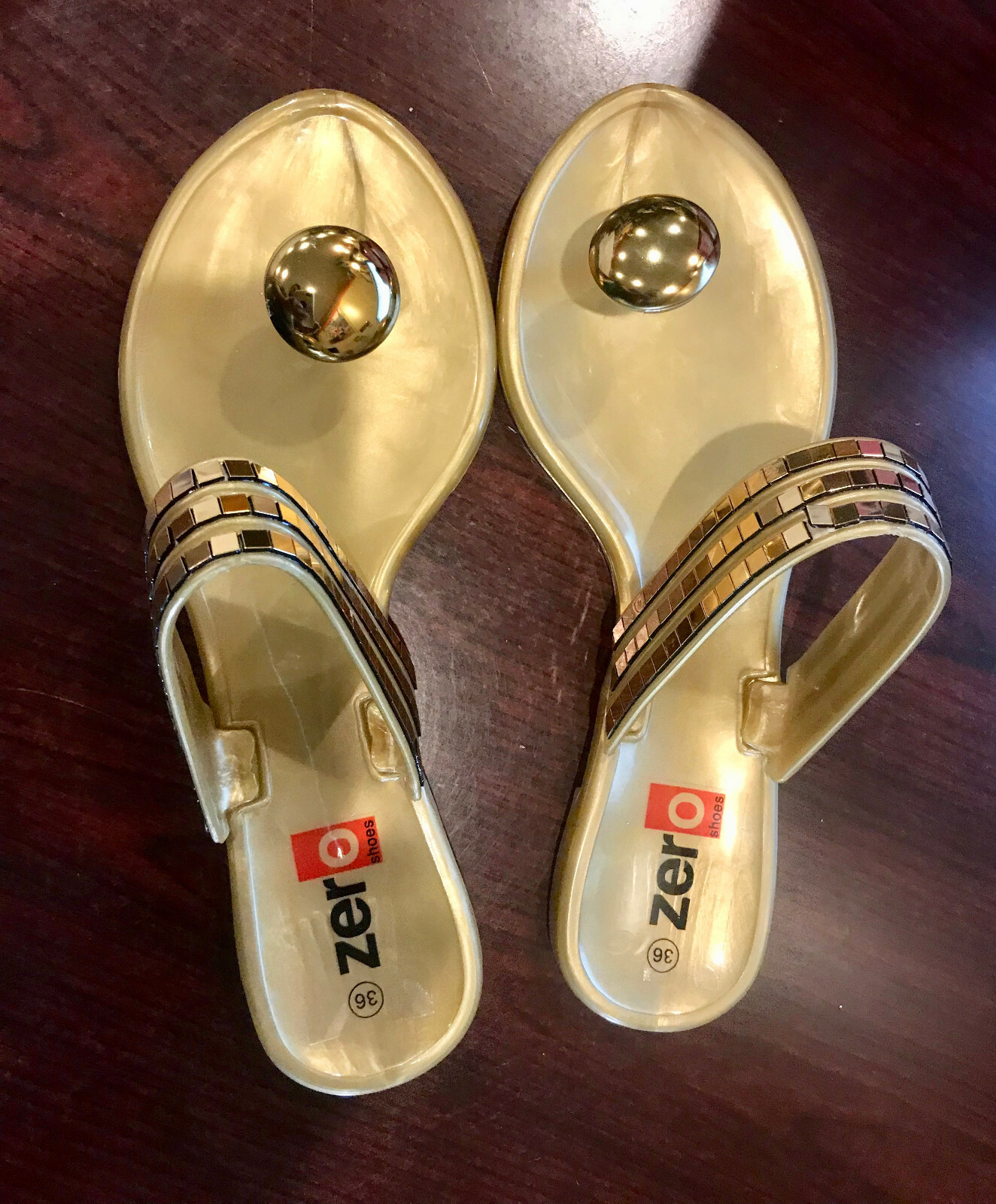 PANTOFOLA D’ORO BELLISSIMA PANTOFOLA DONNA BY ZERO SCARPE ORO TAGLIA 36 NUOVA CON SCATOLA US 6