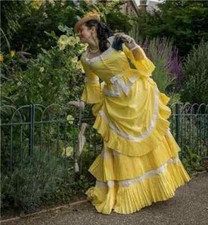 Victorian Yellow Bustle Ball Gown Victorian Lady Edwardian Dress Fantasy Dress