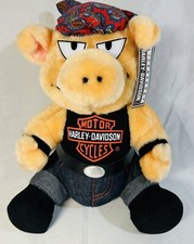 Vintage Harley Davidson Plush Stuffed Animal 1993 Hog Pig New With Tag Free Ship