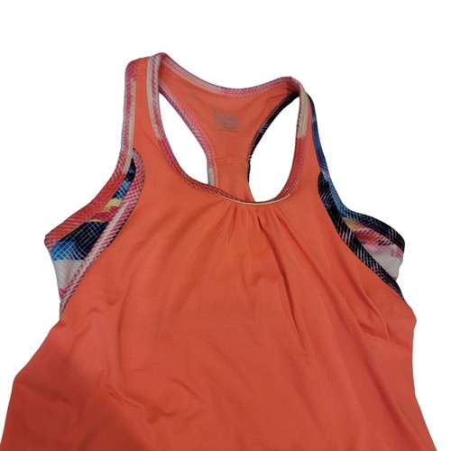 ATHLETA GIRL Top Girls Medium Orange Racer 2 In 1 Tank Athleisure Dance - Picture 3 of 5