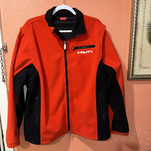 HILTI Women Red & Black Fleece Full Zip Jacket Convertible Vest Size XL