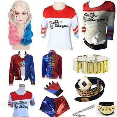 Dame Karneval Harley Quinn Kostüm Set Suicide Squad Jacket Outfit Suit Cosplay J