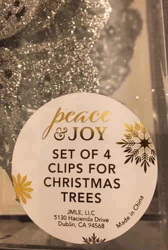 4 Pack Silver Glitter Butterfly Christmas Tree Ornaments Large Size 5x6 inch - Picture 2 of 4