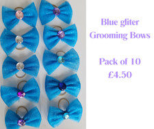 Blue Gliter Grooming Bows