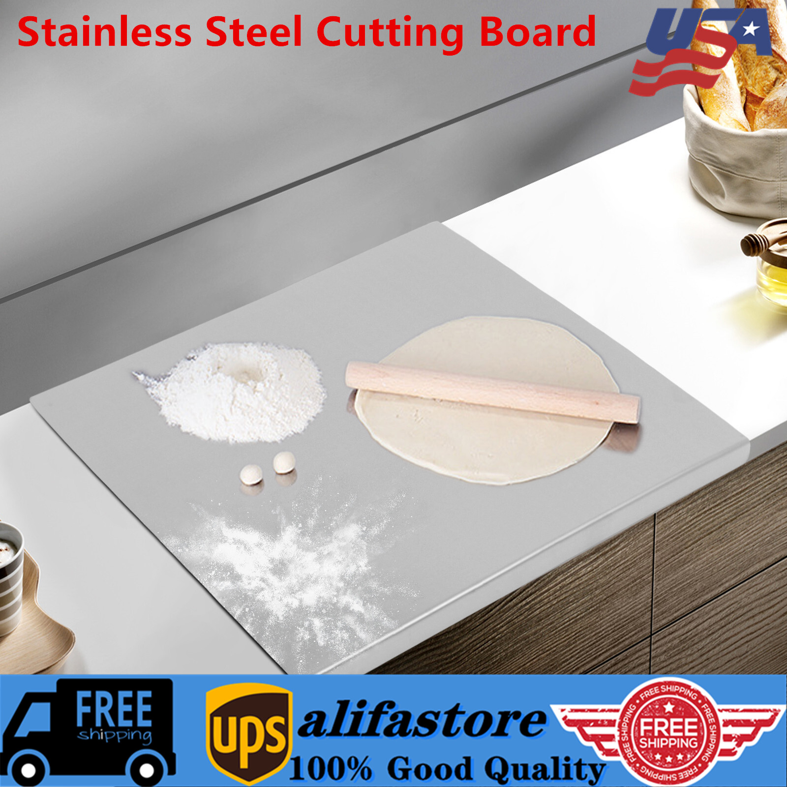 Cutting Board Stainless Steel Kitchen Chopping Board Counter Top Protector Home-image