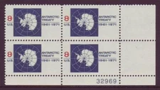 #1431 ANTARCTIC TREATY. MINT PLATE BLOCK. F-VF NH!