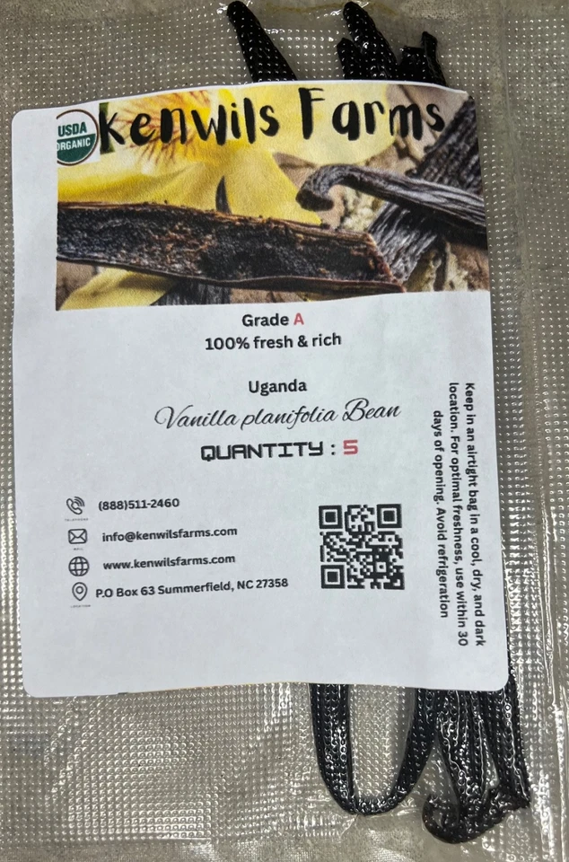 Frijoles de vainilla orgánicos, grado A. Regordete, húmedo con 30-35% de contenido de humedad Foto 2 de 4