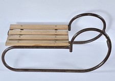 Nice ANTIQUE Medium CHILD'S Ram's HORN Sleigh WOOD Sled METAL Runners