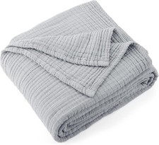 100 Cotton Muslin Throw Blanket Gauze Blankets Soft for Bed, 90" x 90" Queen Si