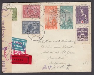 Dinamarca 1943 Correo Aéreo Registrado Censor Cubierta