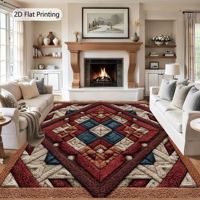 850G/M² Velvet Area Rug, Machine Washable Bohemian Large Rug, Non-Slip Backing