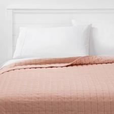 Full/Queen Channel Stitch Velvet Quilt Soft Blush - Threshold