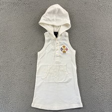 Polo Ralph Lauren Sweater Dress Girls 5 White Logo Hooded Sleeveless Preppy