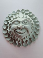 VTG R. Vandamme Ceramic Sun Face Wall Hanging Sunburst Green tone Yard Sculpture