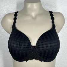 Marie Jo Avero Padded Molded Underwire Bra Size 40D Floral Checker Black Bra