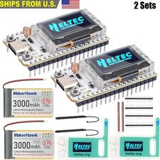 2x 915MHz ESP32 WiFi LoRa V3 Board Type-C Module + IPEX Antenna +Case + Battery