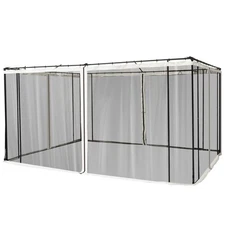 Zippered Gazebo Screen Kit 9.84x13.1' 4-Panel Polyester Mesh Enclosure