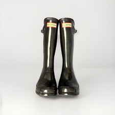 Hunter Original Kids Gloss Rain Boots Black Waterproof Tall Wellington US 2B/3G