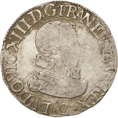 [#501845] Coin, France, Louis XIII, 1/2 Franc, tête nue au col fraisé, 1/2 Franc - Image 1 of 2