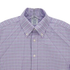 NWT BROOKS BROTHERS The Original Polo Shirt Non-Iron Stretch Purple Check SMALL