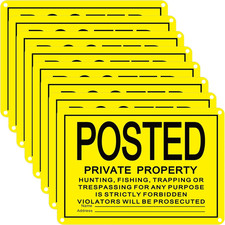8 PCS No Trespassing Signs 10x7" Private Property Metal Aluminum Yellow "POSTED"
