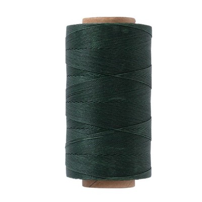 Round Waxed Polyester Thread 0.55mm, 440 Yards, Dark Green, Stiff 3 Ply Leath...