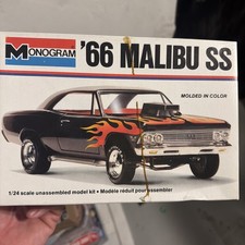 Sealed 1/24 Scale Monogram ‘66 Malibu SS  Plastic Model Kit #2219 Issued 1977