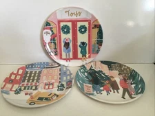 Set of 3 ~ My Mind’s Eye Christmas Appetizer Salad Dessert Plates Melamine 8"