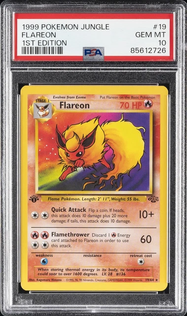1999 POKEMON JUNGLE 1ST EDITION #19 FLAREON PSA 10