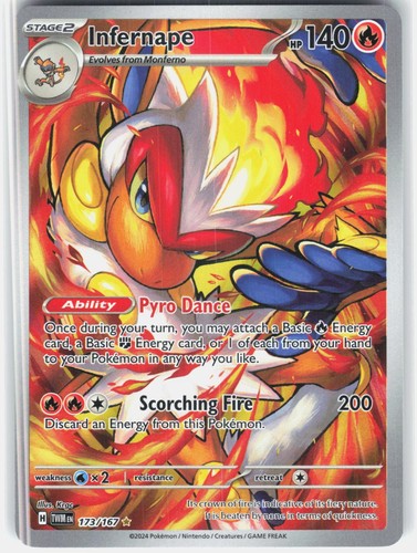 Infernape 173/167 Illustration Rare Twilight Masquerade Pokemon Holo Near Mint