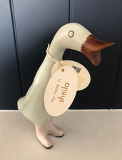 DCUK Wooden Duck Pastel Blue / Green / Pale Duck Egg Light Grey Wellies “Sheila”