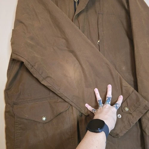 Vintage Filson Cover Cloth Mile Marker Coat XL Brown Waxed Jacket Made In USA image 10