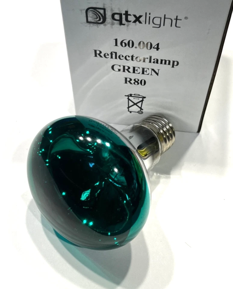 Green R80 Reflector Spot E27 60w 230vQTX Light 160.004 Disco Light Box Lamp Bulb - Image 4 of 4