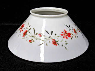ANTIQUE VICTORIAN OPAL MILK GLASS SLANT SHADE FOR HANGING IRON HORSE OIL LAMP