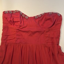 Little Red Dress Size 12 Strapless Beaded Valentines Romantic Dainty February