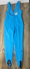 Vintage Obermeyer 90's Ski Bib Stirrup Jumpsuit Turquoise Wool Blend Ladies 10R