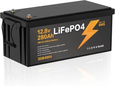 TPSOJJY LiFePO4 Batterie 12V 8Ah, 100Ah, 280Ah Mit Smart BMS Schutzvorrichtung Batterien