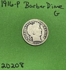 1916-P Barber / Liberty Head Dime 10c Good 90% Silver
