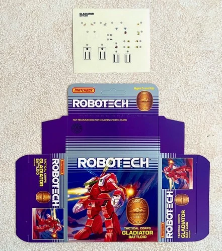 Matchbox Robotech Gladiator - UNUSED 1985 TOY FAIR PACKAGE & LABEL PROOF - MINT!