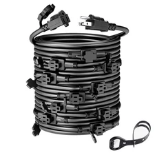 Black 50FT 16 Gauge Multi Indoor/Outdoor Power Extension Cord,Multiple Evenly-Sp