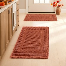 MIULEE Fall Orange Set of 2 Waffle Bathroom Rugs Boho Bath Mat 17x24 in